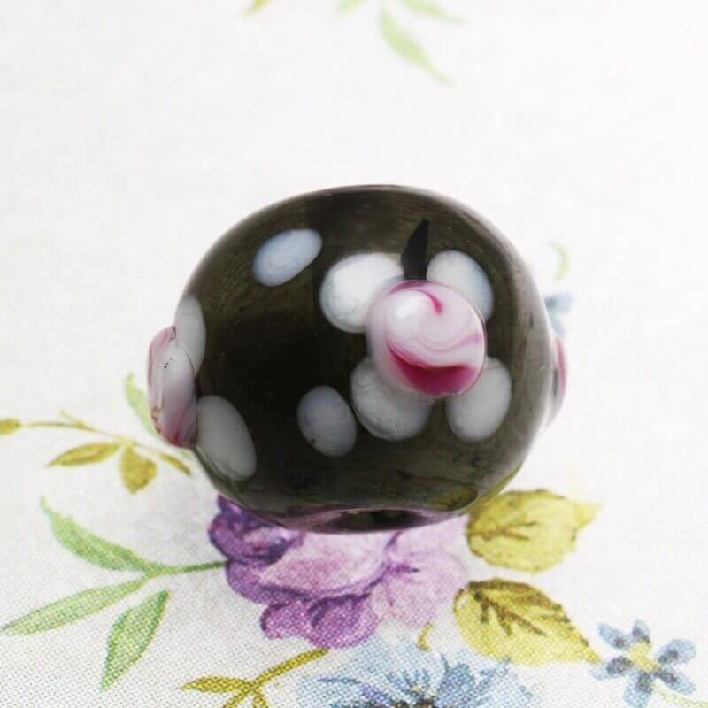 Gray lampwork bead 16mm ball 1pc ROUTE 221