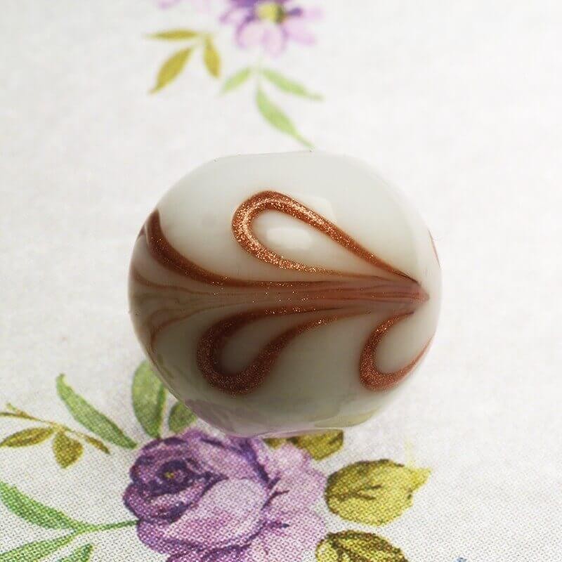 Bead lampwork white ball 16mm 1pc ROUTE 222