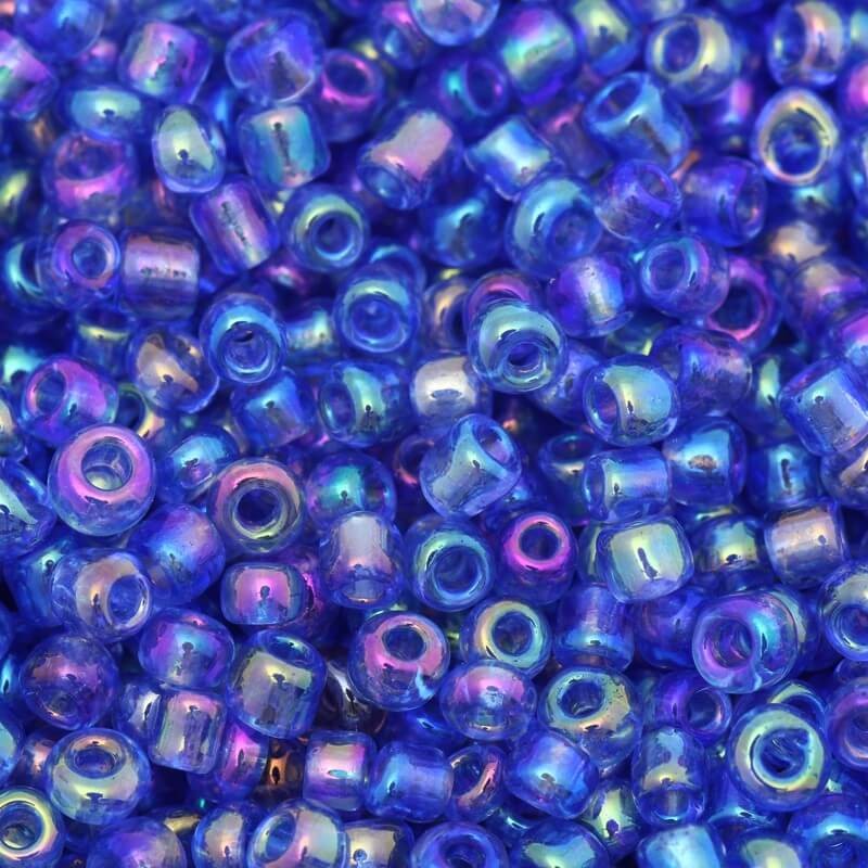 Iridescent jeans fine beads - rainbow mix (11/0) 2x2mm 25g SZMN22IR030