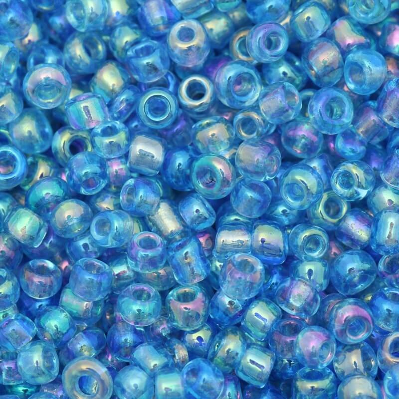 Small opal blue beads - rainbow mix (11/0) 2x2mm 25g SZMN22IR031