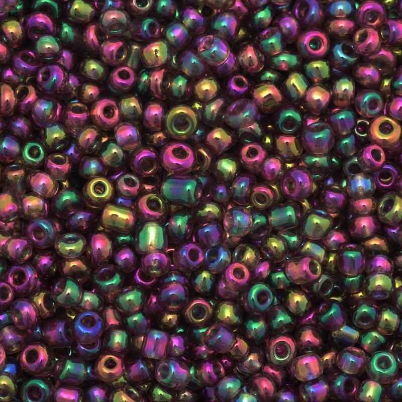Fine iridescent beads, cool violet - rainbow mix (11/0) 2x2mm 25g SZMN22IR033