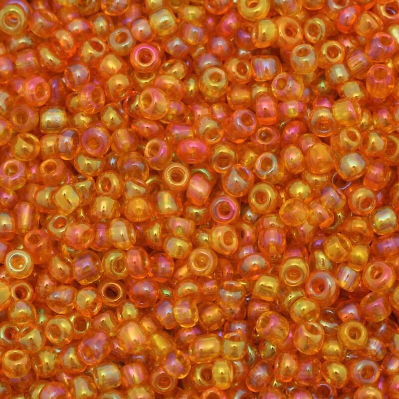 Koraliki drobne opalizujące mandarynkowe - tęczowy mix (11/0) 2x2mm 25g SZMN22IR035