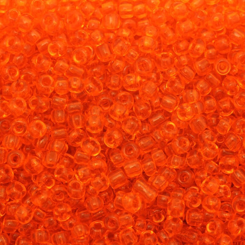 Koraliki drobne transparentne pomarańczowe (11/0) 2x2mm 25g SZMN22TR004