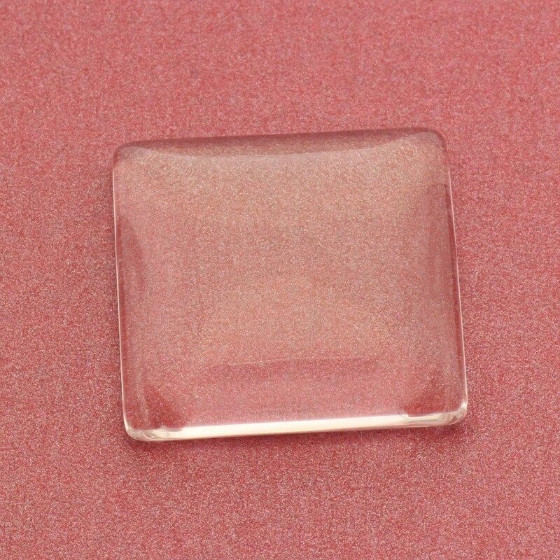 Cabochon, transparent glass, square 25mm 1pc KBSZKW
