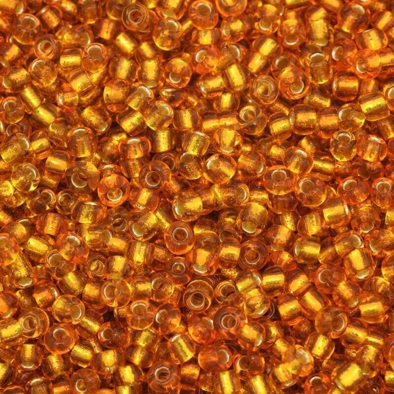Small transparent beads on silver foil tangerine (11/0) 2x2mm 25g SZMN22SF007