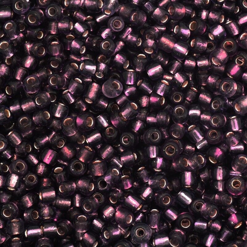 Small transparent beads on silver foil dark purple (11/0) 2x2mm 25g SZMN22SF015