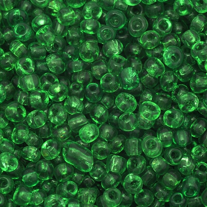 Koraliki drobne transparentne zielone (9/0) 2x3mm 25g SZMN23TR006