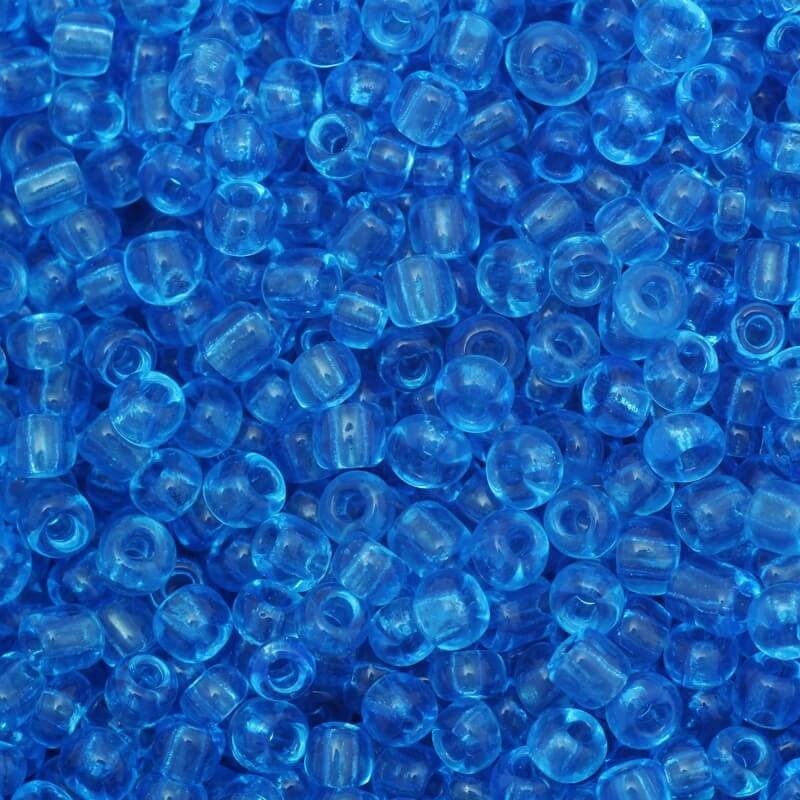 Koraliki drobne transparentne niebieskie (9/0) 2x3mm 25g SZMN23TR008