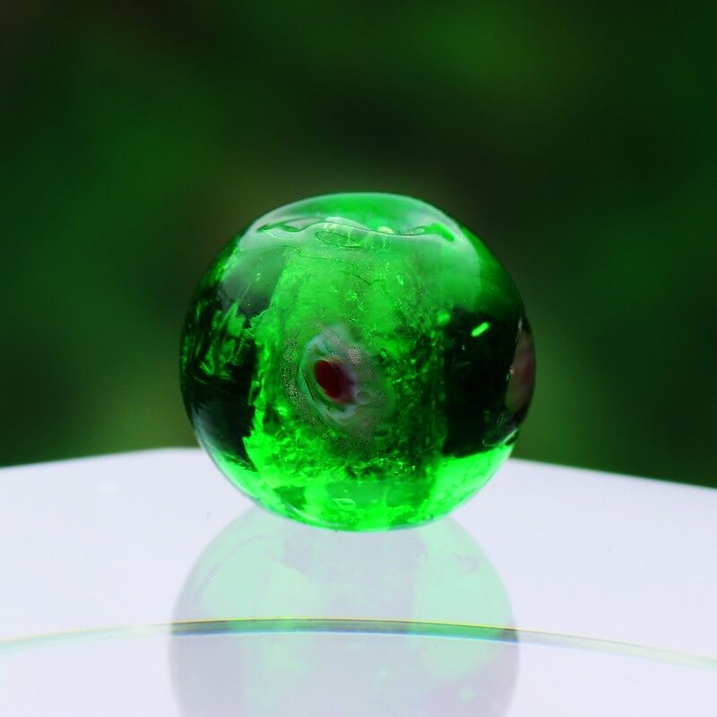 Venetian glass beads with rose green 12mm 4pcs SZWEKU116A