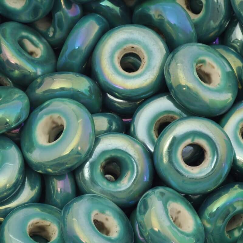 Ceramic turquoise tire, rainbow gloss 16x6mm, 1 piece COP16Z25