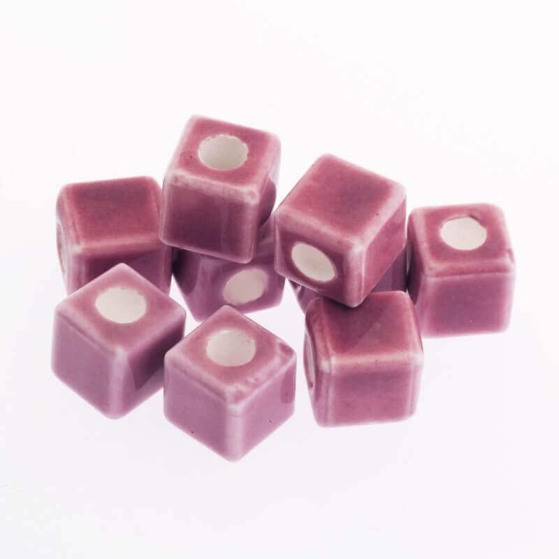 Ceramic cube 10mm pink 2pcs CKO10R04