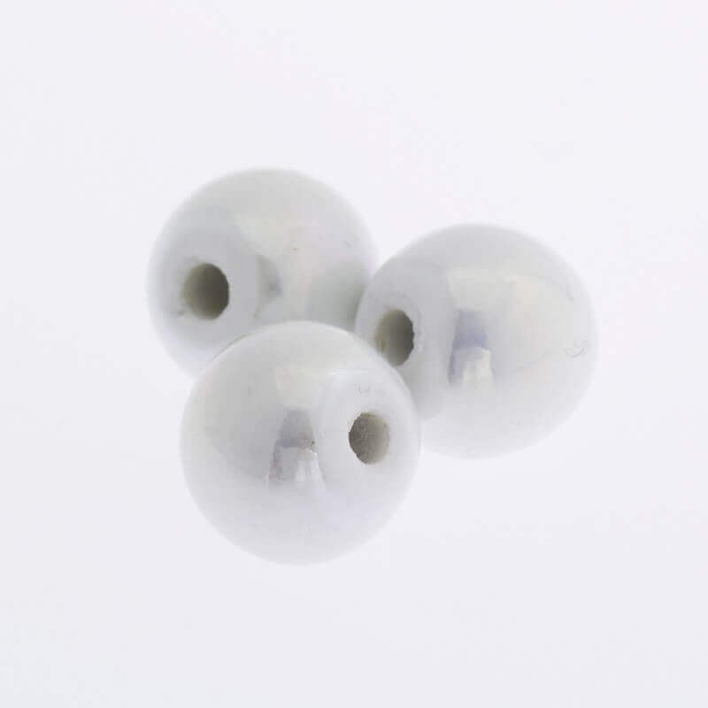 Kulka ceramiczna 8mm biała perłowa 3szt CKU08K08