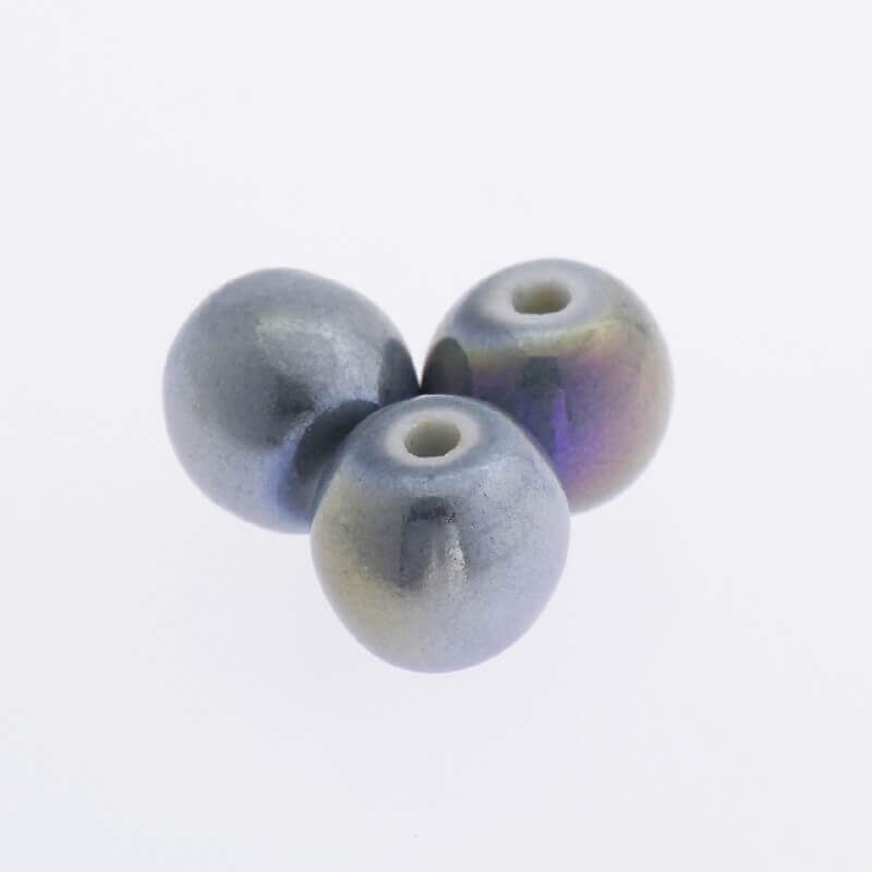 Ceramic ball gray rainbow gloss 8mm 3pcs CKU08S09B