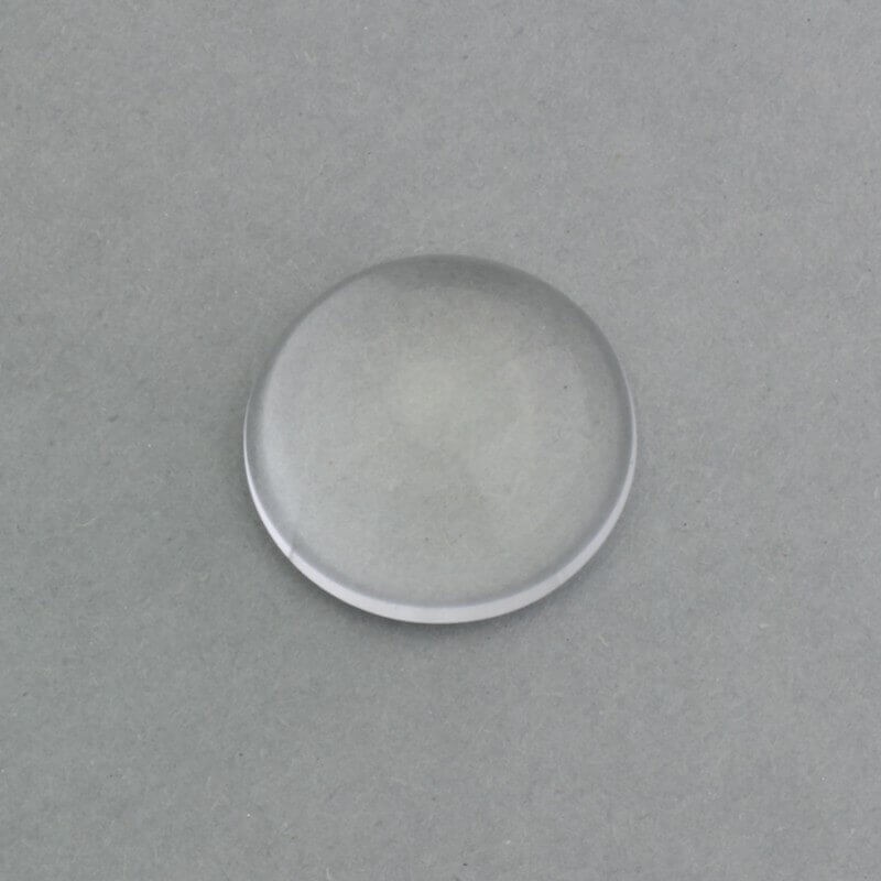 Cabochon, transparent glass, round, thick 18x8.3mm, 1 piece KBSZ18G