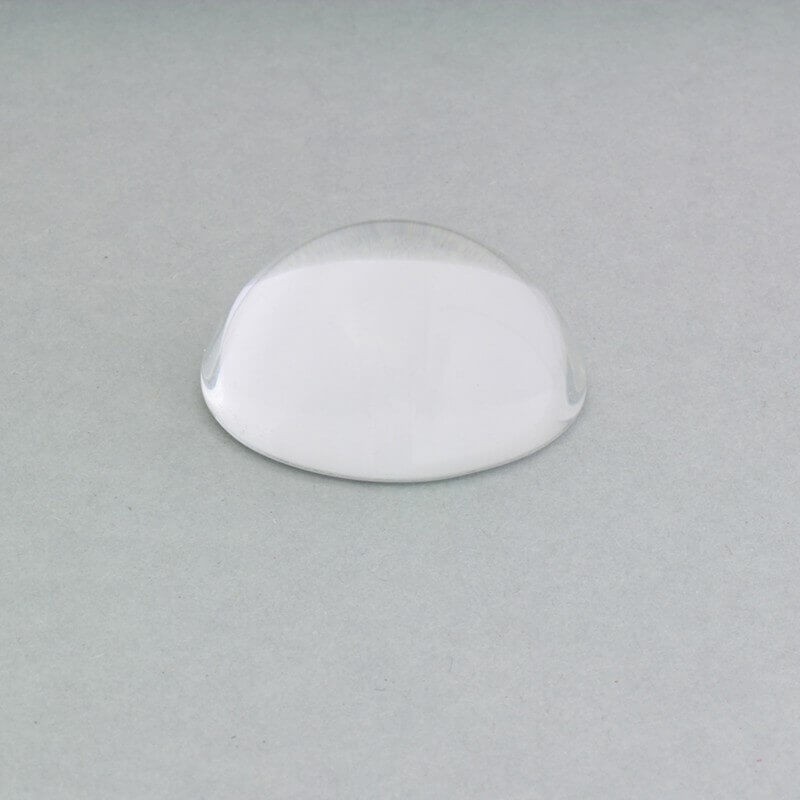 Cabochon, transparent glass, round 25x11mm, 1 piece KBSZ25G