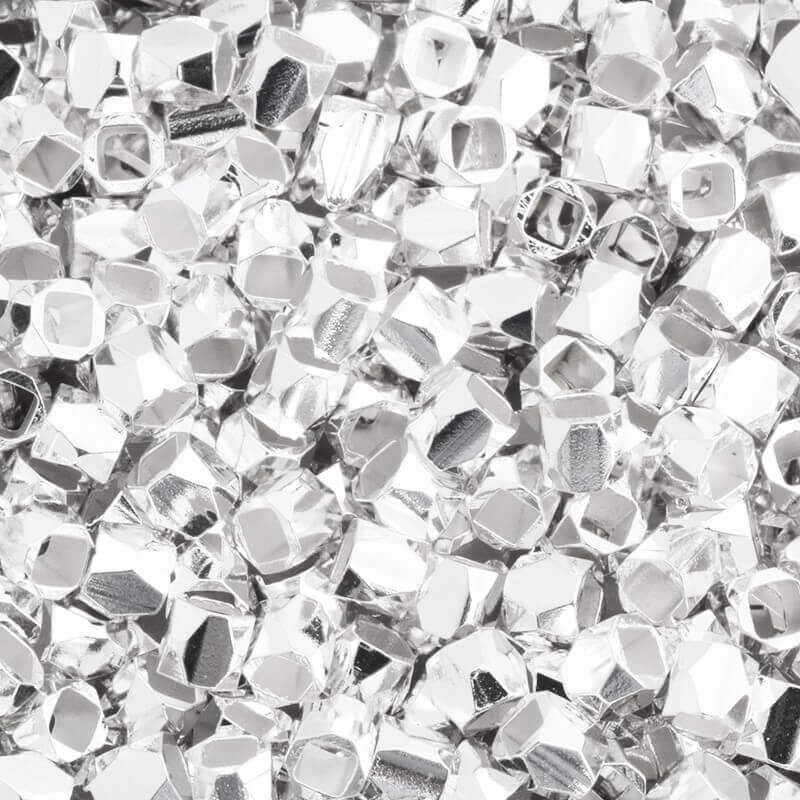 Spacer, faceted bead 3mm light silver 15pcs. AASJ025