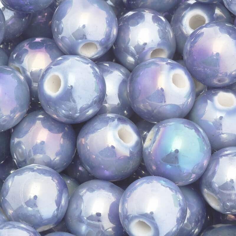 Ceramic ball 12mm lavender blue rainbow gloss 1pc CKU12N14A