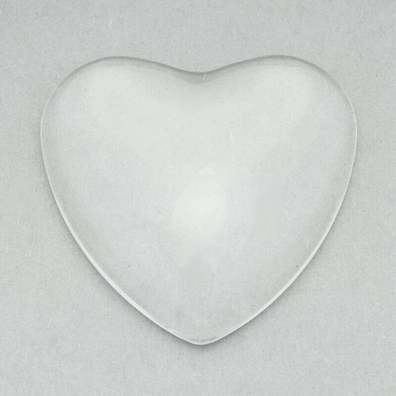 Kaboszon szkło transparentne serce 30mm 1szt KBSZSE30