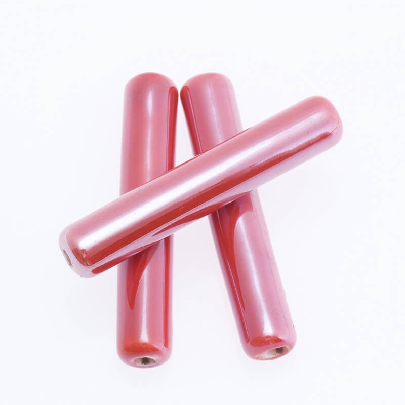 Roller tube ceramic stick 44x8mm red rainbow gloss 1pc CPATC02