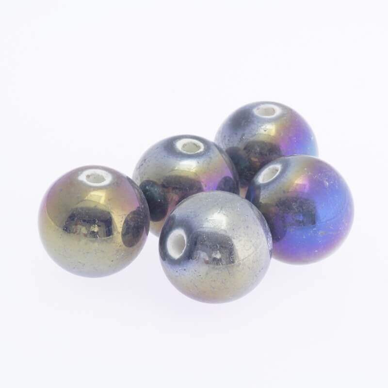 Ceramic ball 16mm warm gray rainbow gloss 1pc CKU16S13H