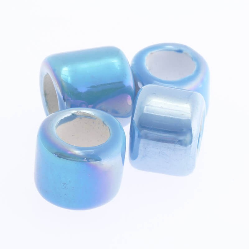 Ceramic bead tube blue 16x16mm 1pc CTUN06A