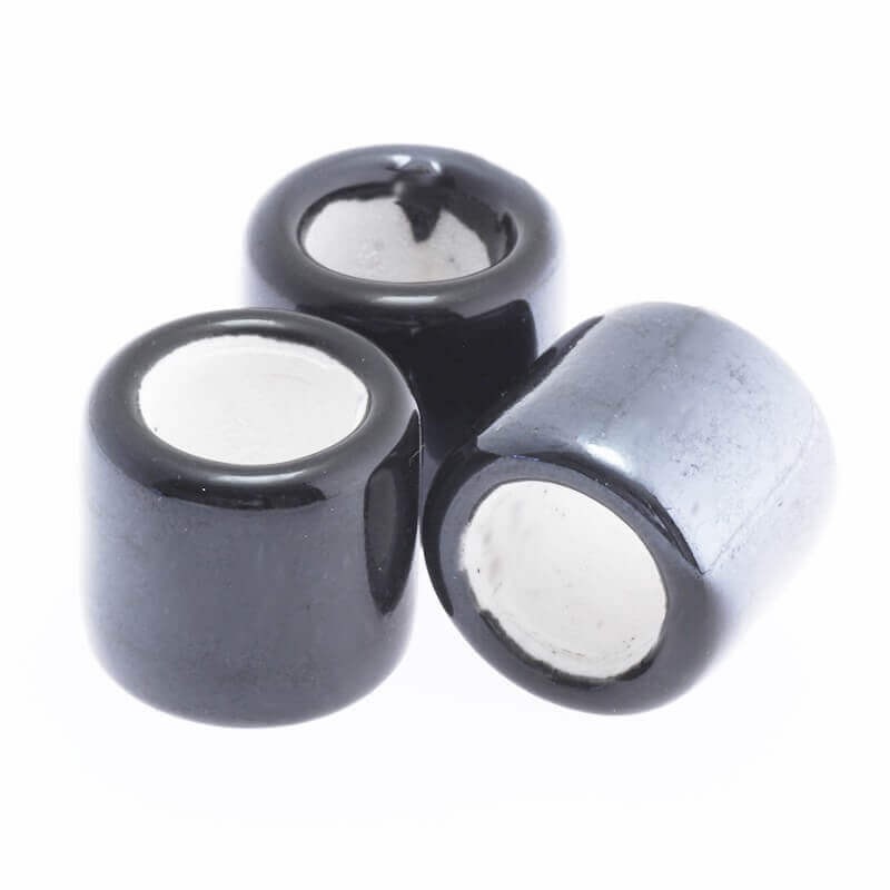 Ceramic bead, black tube 16x16mm 1pc CTUS06A