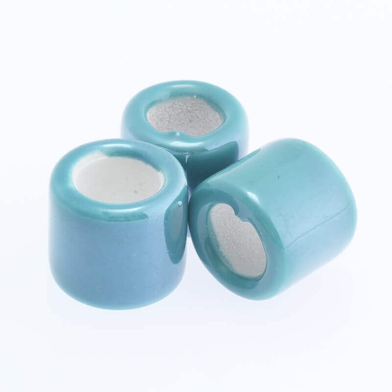 Ceramic bead tube turquoise 16x16mm 1pc CTUZ11A