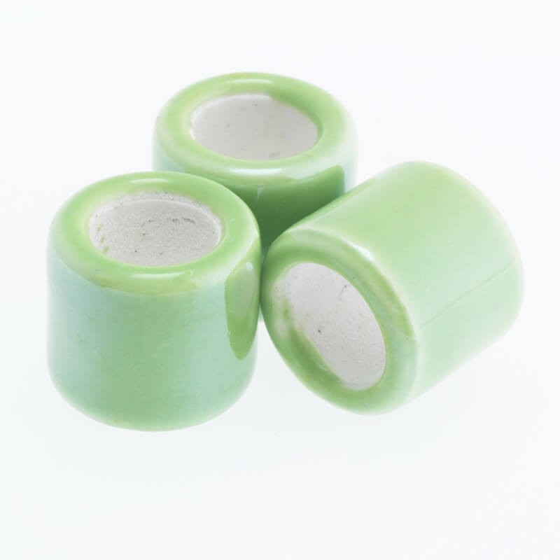 Ceramic bead tube green 16x16mm 1pc CTUZ08G
