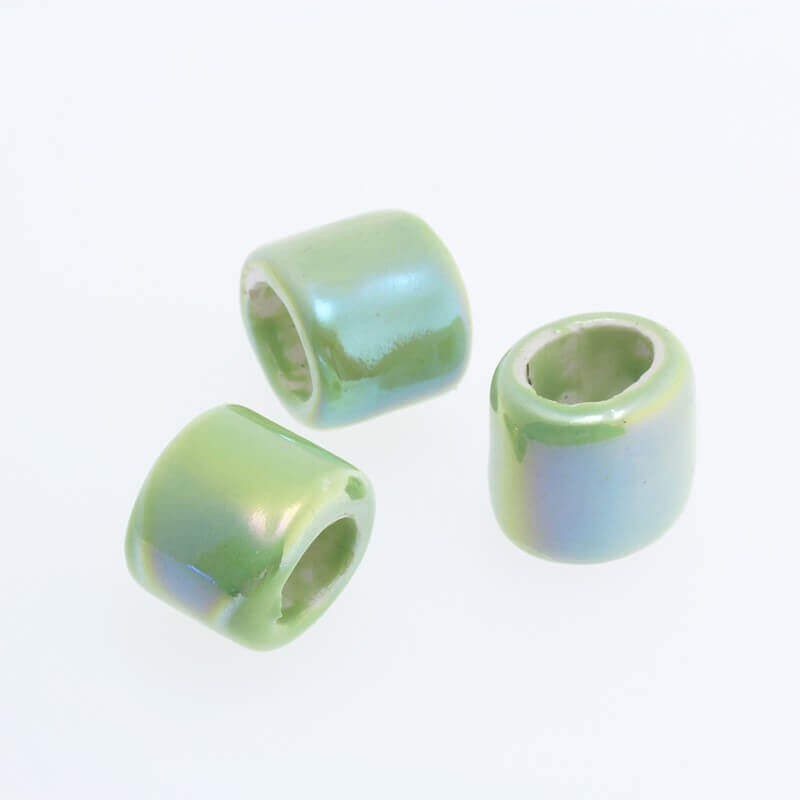 Ceramic bead oval tube green 16x18mm 1pc CTUZ08A