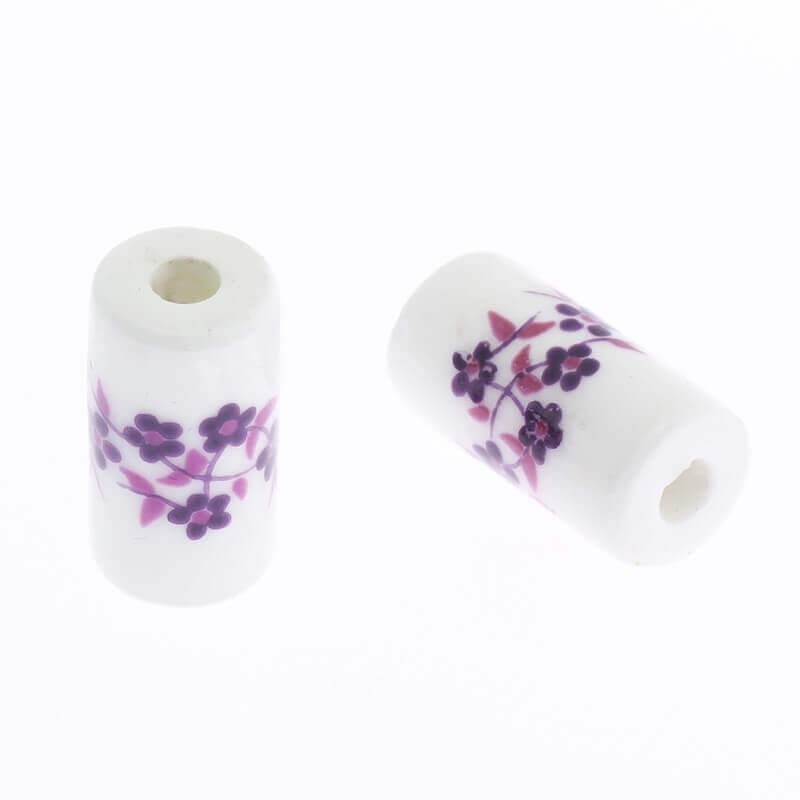 Wałek ceramiczny w kwiatki 18mm fioletowe