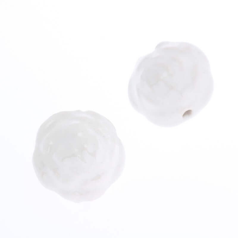Różyczki ceramiczne 20mm biały opal 1szt CRO20K04