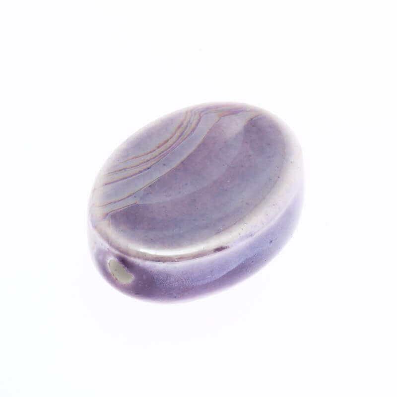 Ceramic oval purple bead 20x16x6mm 1pc COW20F07