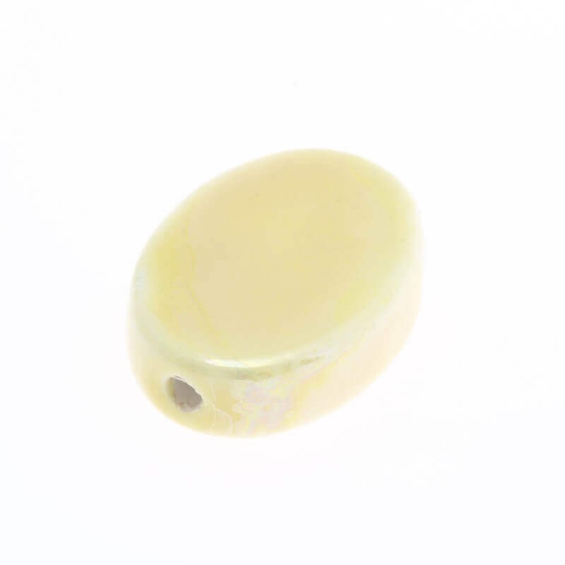 Ceramic oval gold bead 20x16x6mm 1pc COW20K02