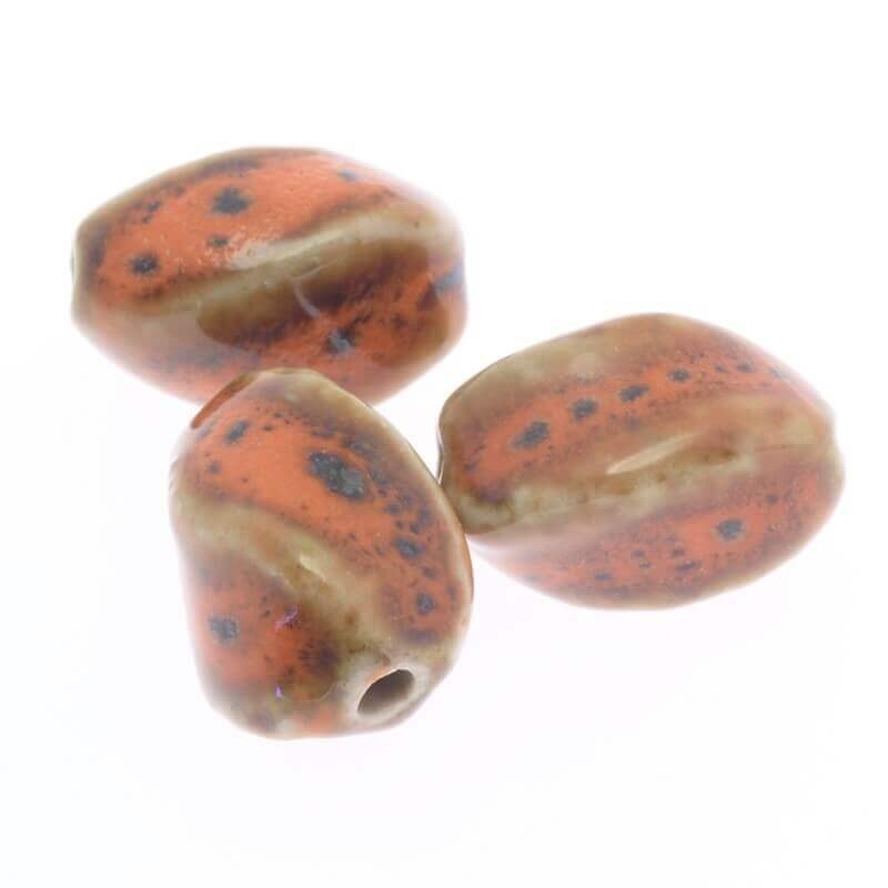Twisted ceramic bead 17mm dark orange 2pcs CSW17JPC