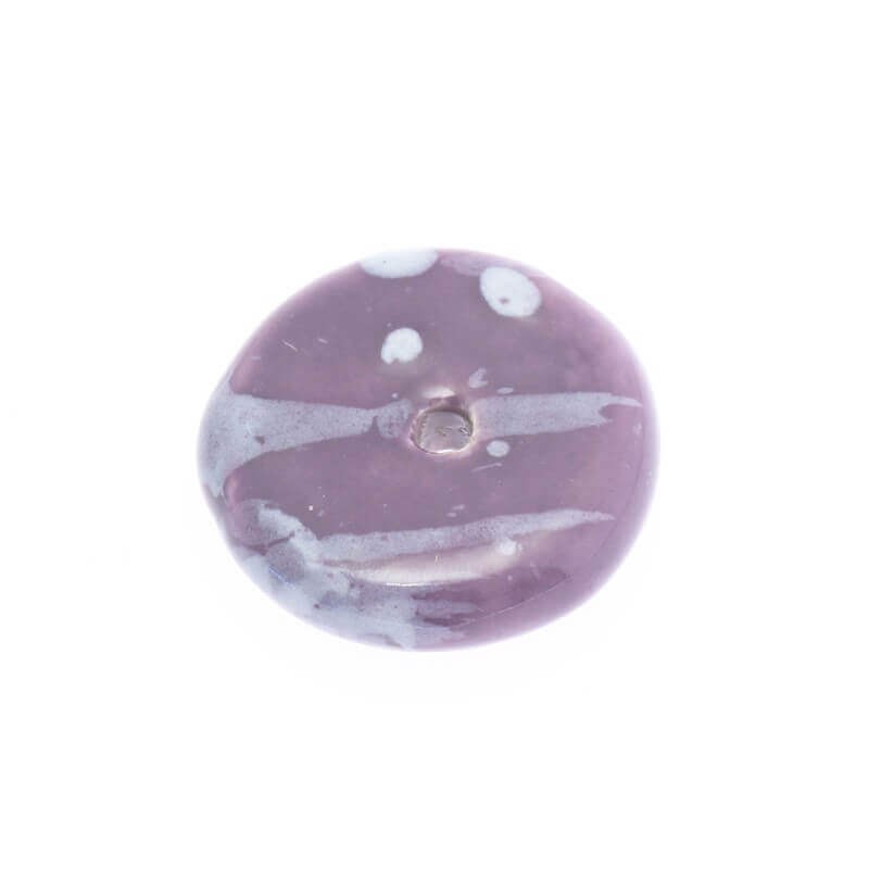 Ceramic flat disc violet-white 21x5mm 1pc CDY07FK