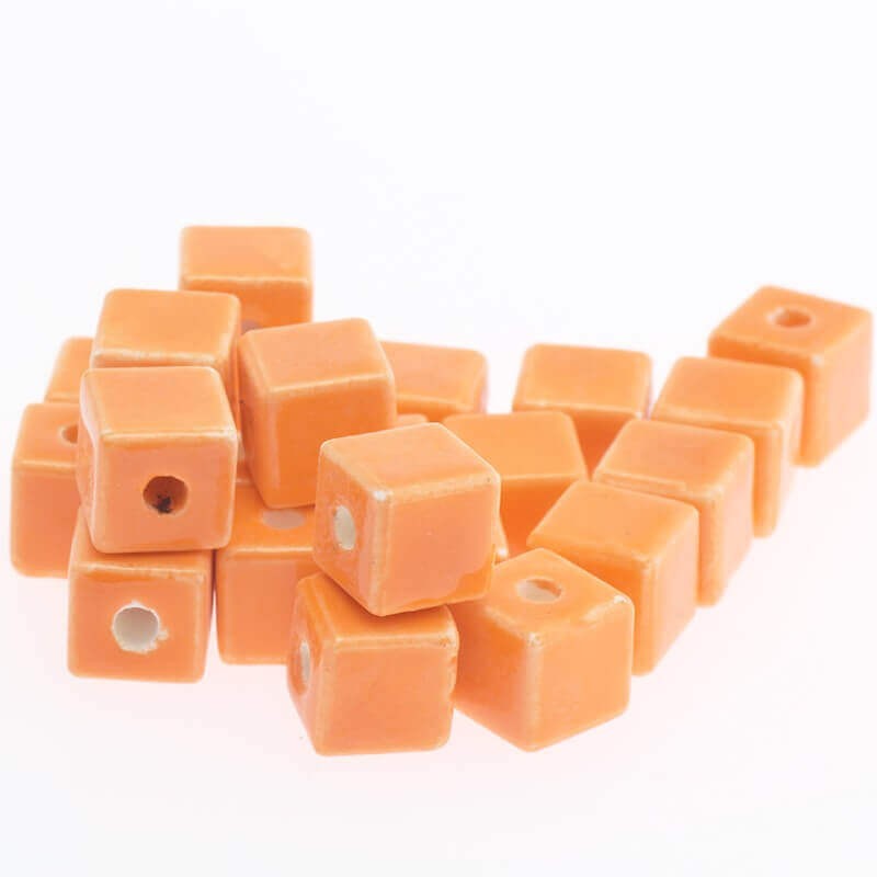Ceramic cube 8mm orange 3pcs CKO08C06
