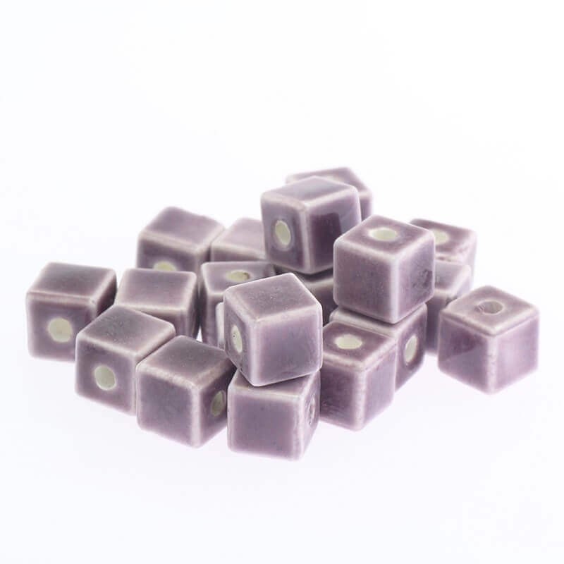 Ceramic cube 8mm cool purple 3pcs CKO08F07