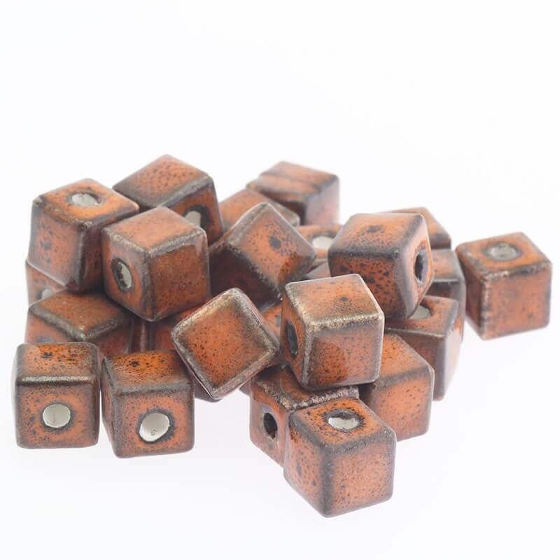 Ceramic cube 8mm orange-black 3pcs CKO08JPCZ