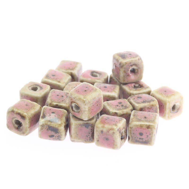 Ceramic cube 8mm pink 3pcs CKO08JR