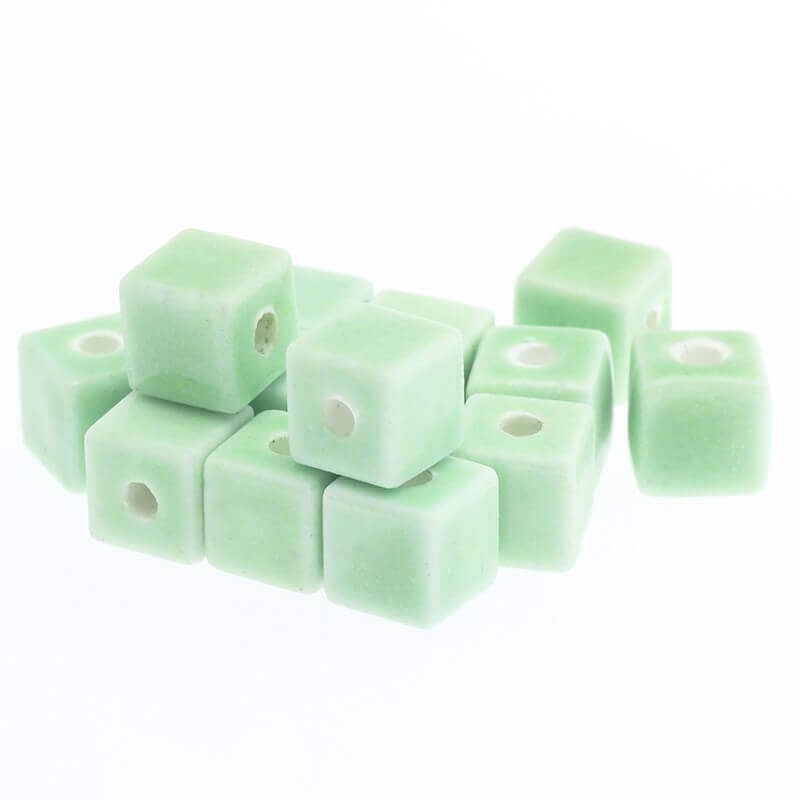 Ceramic cube 8mm pastel celadon 3pcs CKO08Z02