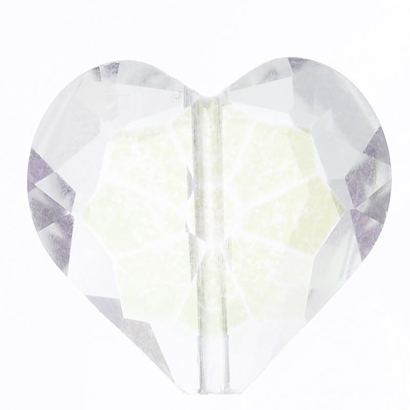 Serce szkło kryształowe szlifowane białe AB 16x16x8mm 1szt SZSZSE1602