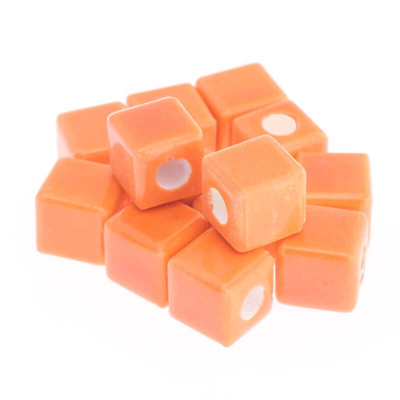 Ceramic cube 10mm orange 2pcs CKO10C06
