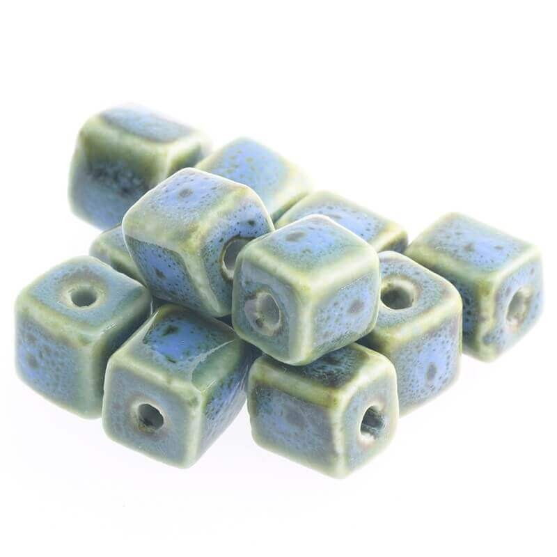 Ceramic cube 10mm blue 2pcs CKO10JN