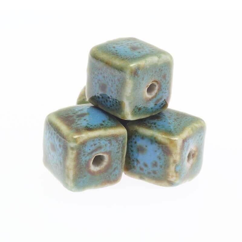 Ceramic cube 14mm blue 2pcs CKO14JN