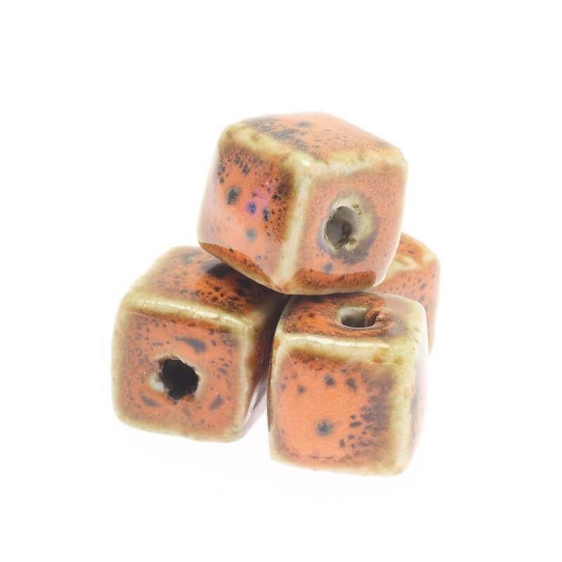 Ceramic cube 14mm dark orange 2pcs CKO14JPC