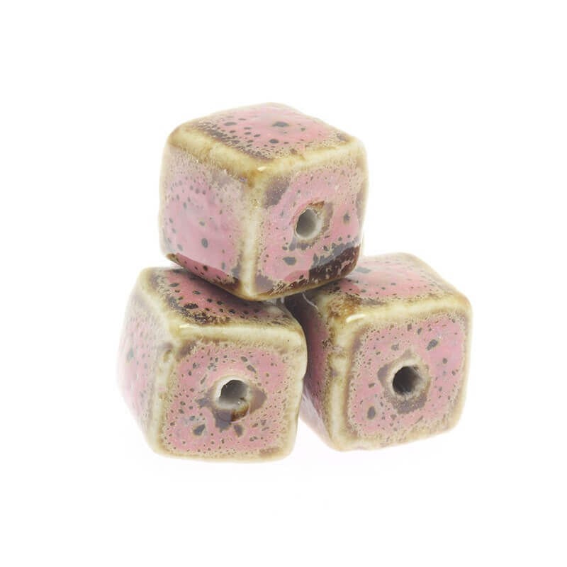 Ceramic cube 14mm pink 2pcs CKO14JR