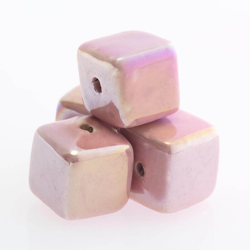 Ceramic cube 15mm pretty pink 1pc CKO15R09