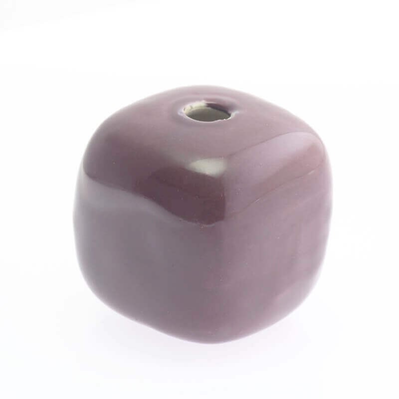 Kostka koralik ceramiczny pusty jagodowa 35mm 1szt CKO35F02