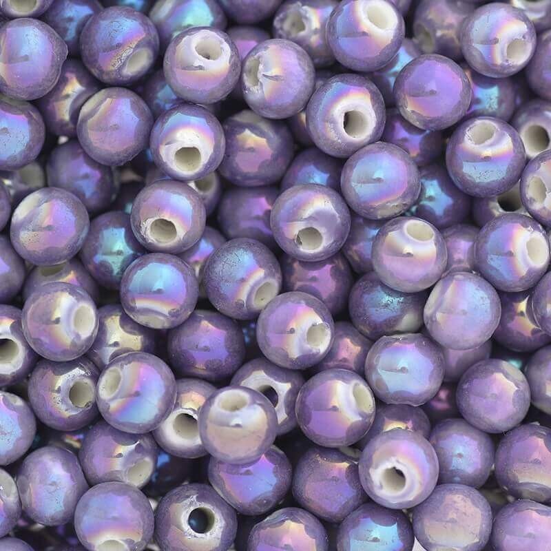 Ceramic ball 6mm light purple rainbow gloss 3pcs CKU06F20