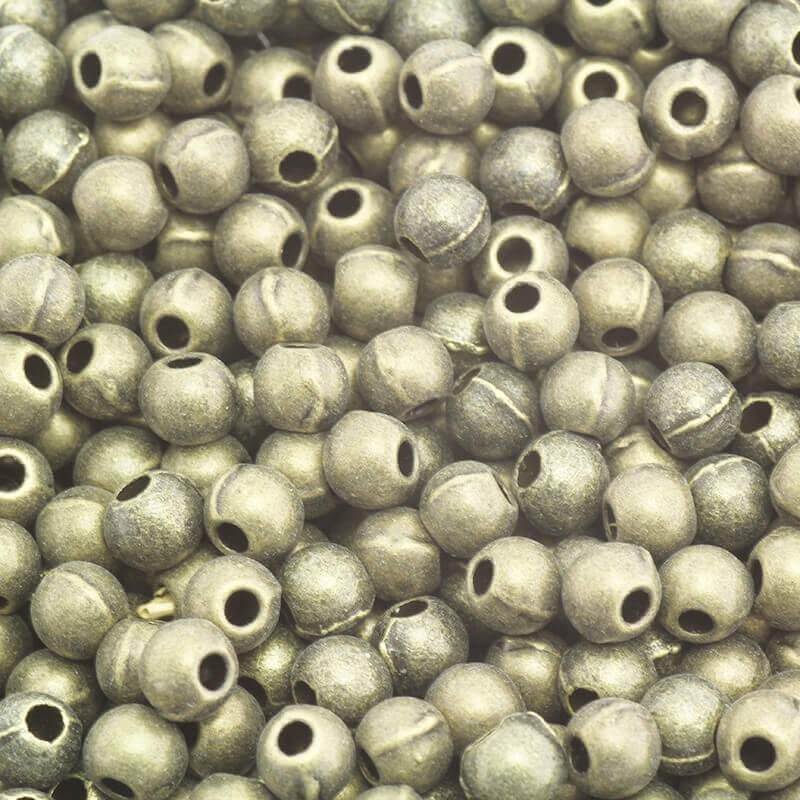 Metal bead ball spacer smooth full 30pcs antique bronze 4mm AAB204